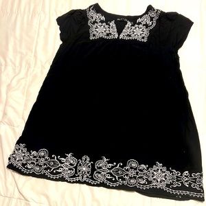 Black and white embroidered dress